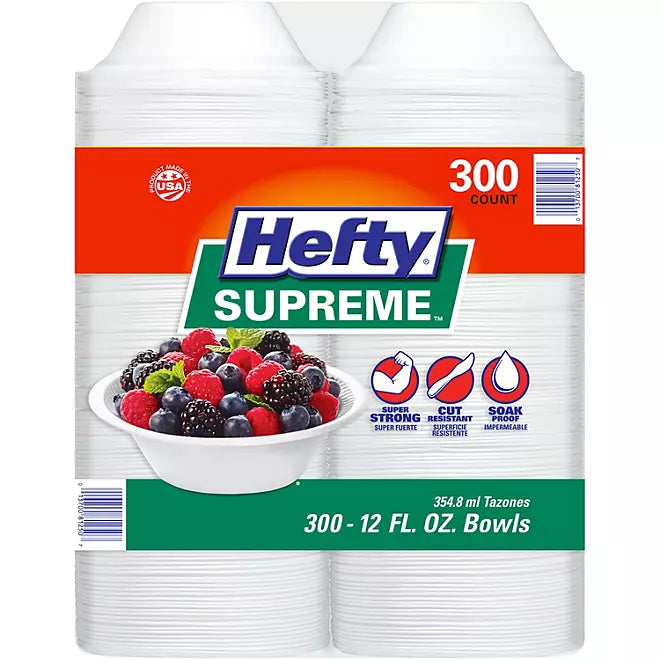 Hefty Supreme Heavyweight Foam Bowls, 12 oz., 300 ct. Retailoutlet