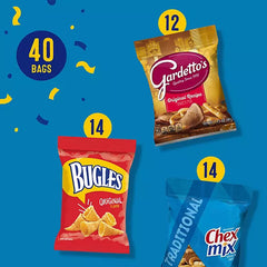 Bugles, Chex Mix & Gardetto Variety Pack Snacks, 40 pk. Retailoutlet