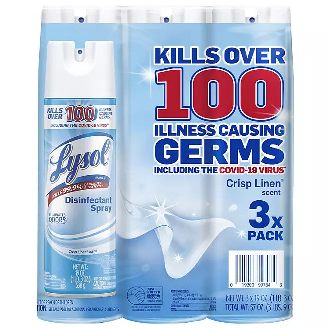 Lysol Disinfectant Spray, Crisp Linen 19 oz., 3 pk. Retailoutlet