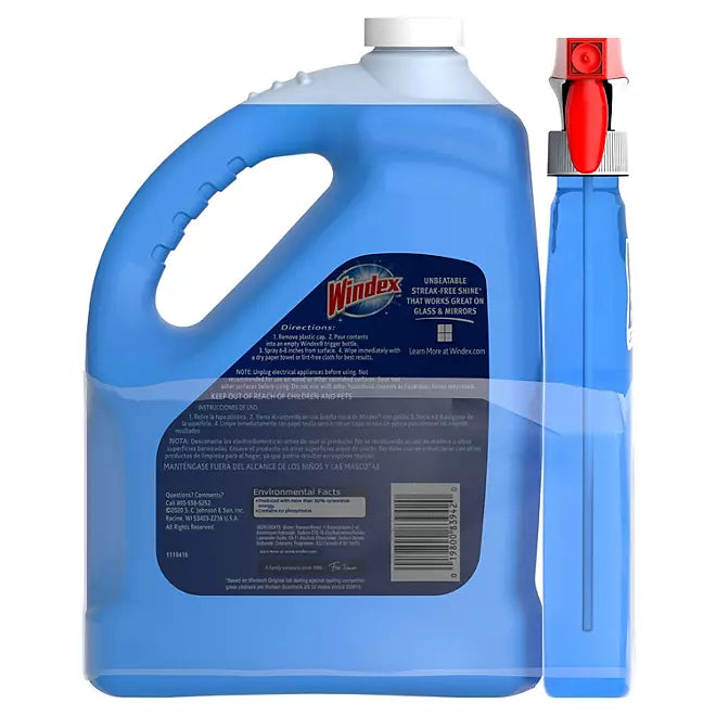Windex Original Glass Cleaner, 1 Spray Bottle + 128 fl. oz. Refill Retailoutlet