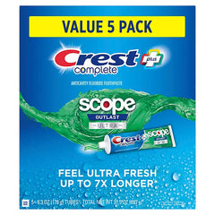 Crest Complete + Scope Outlast Ultra Toothpaste – 6.3 oz, 5 Pack Retailoutlet