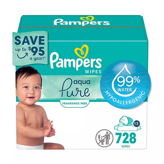 Pampers Aqua Pure Baby Wipes, Fragrance Free, 13 pk., 728 Wipes Retailoutlet