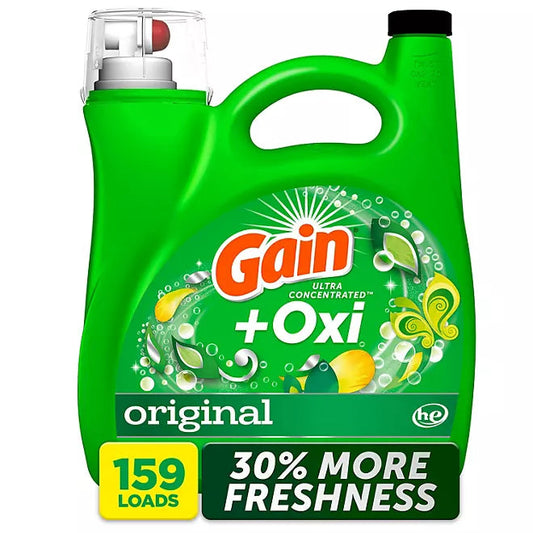 Gain + Oxi Liquid Laundry Detergent, Original, 159 Loads, 170 fl. oz. Retailoutlet