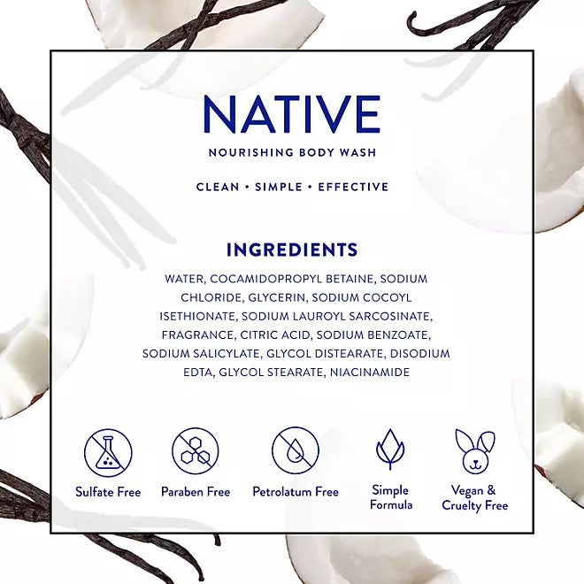 "Native Nourishing Body Wash – Coconut & Vanilla Retail Outlet