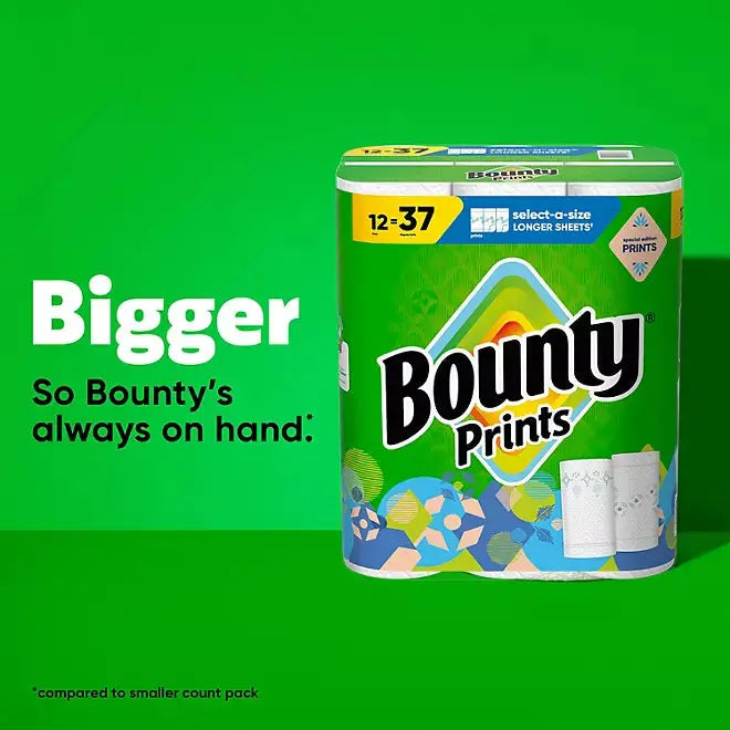 Bounty Printed Towels – Select-A-Size (12 Rolls) Retailoutlet