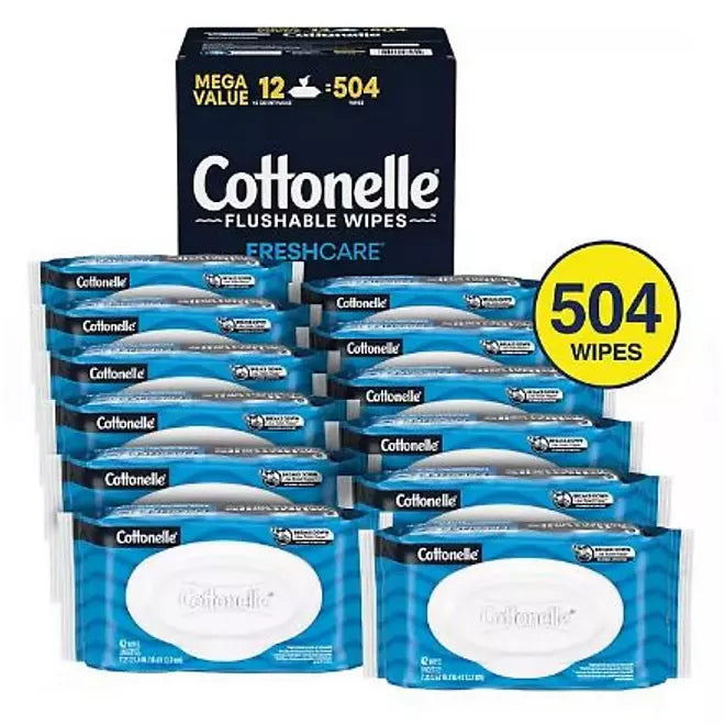 Cottonelle Freshcare Flushable Wipes, 12 ct., 504 wipes Retailoutlet