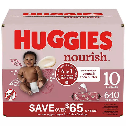 Huggies Nourish Baby Wipes, Cocoa & Shea Butter, 10 pk., 640 Wipes Retailoutlet