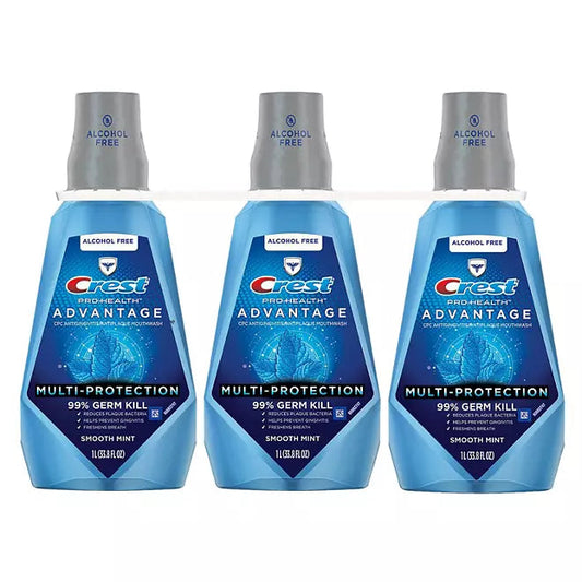 Crest Pro-Health Advantage Multi-Protection Mouthwash, Smooth Mint, 33.8 fl. oz., 3 pk Retail Outlet