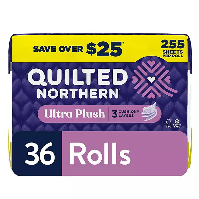 Quilted Northern Ultra Plush 3-Ply Toilet Paper, 36 Rolls, 255 Sheets/Roll Retailoutlet