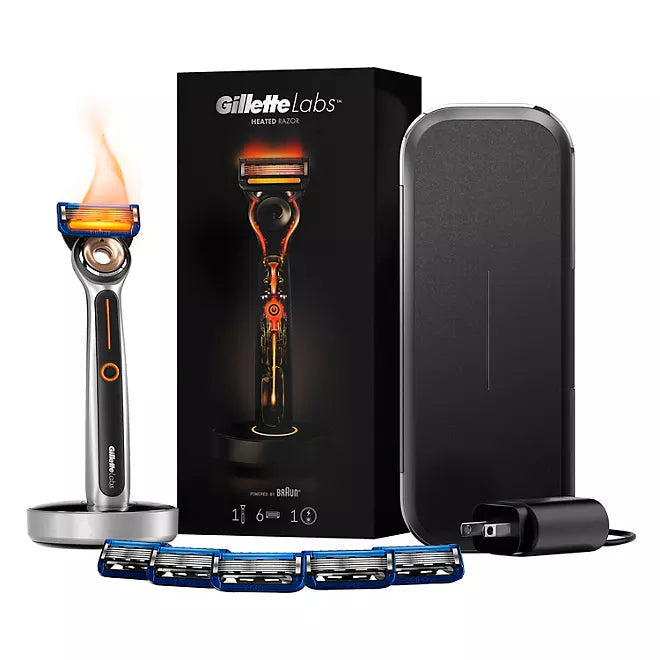 Heated Razor by GilletteLabs - 1 Handle, 6 Blade Refills, 1 Charging Dock Retailoutlet