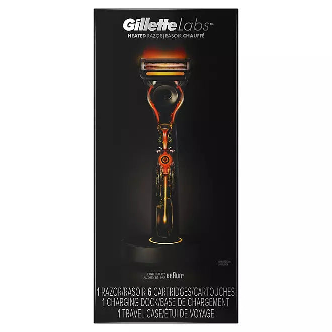 Heated Razor by GilletteLabs - 1 Handle, 6 Blade Refills, 1 Charging Dock Retailoutlet