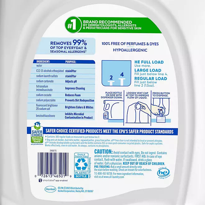 all Free Clear Liquid Laundry Detergent, The Original, 166 Loads Retailoutlet