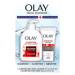 Olay Facial Cleanser and Detoxifying Pore Scrub Duo Kit Retailoutlet