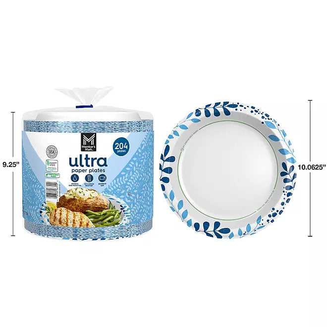 Member's Mark Ultra Dinner Paper Plates, 10", 204 ct. Retailoutlet