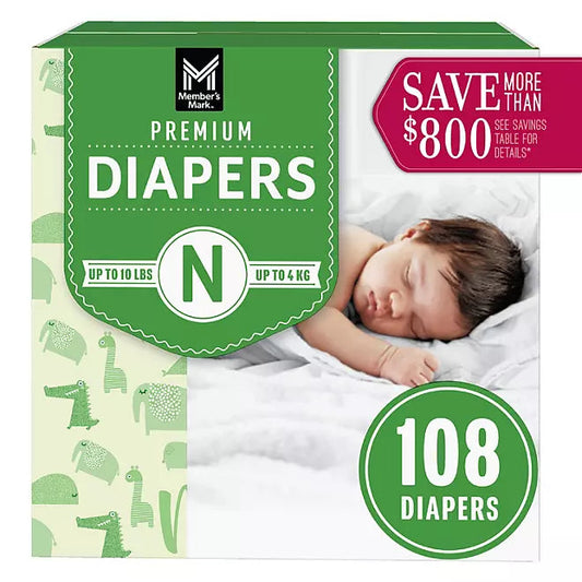 Member's Mark Premium Baby Diapers, Sizes: Newborn - 7 Retailoutlet
