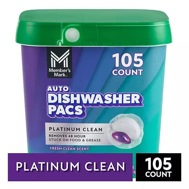 Member's Mark Platinum Clean Dishwasher Pacs, Fresh Clean, 105 Ct Retailoutlet
