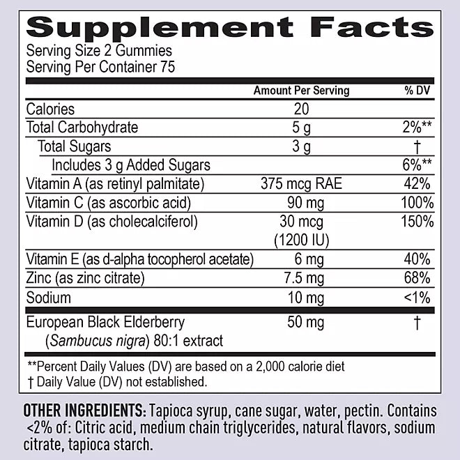 Member's Mark Elderberry Immune Health Gummies, 150 ct. Retail Outlet