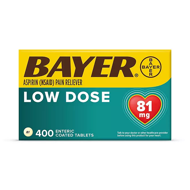 Bayer Low Dose Aspirin Pain Reliever Tablets, 81 mg., 400 ct. Retailoutlet