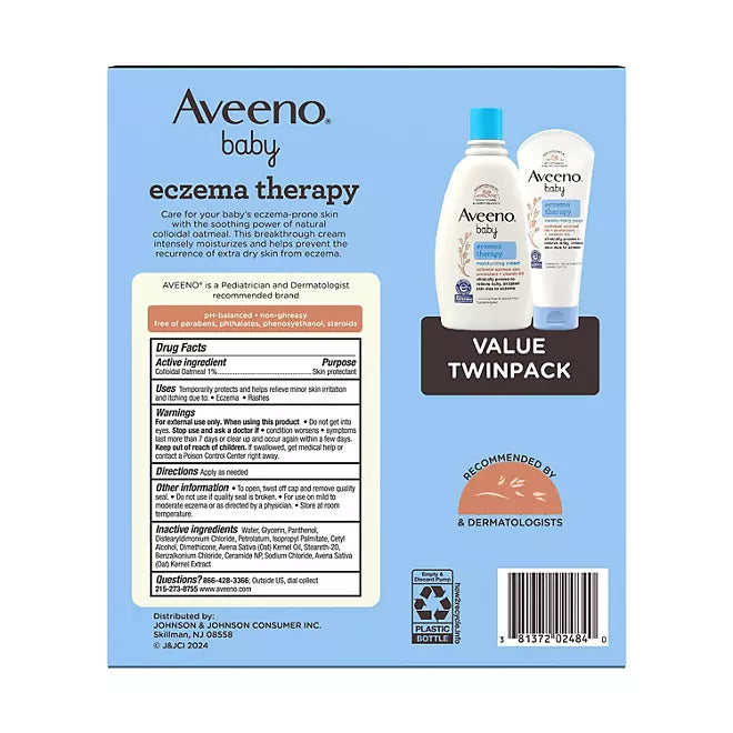 Aveeno Baby Eczema Therapy Moisturizing Cream, 2 pk., 7.3 fl. oz. and 12 fl. oz. Retailoutlet