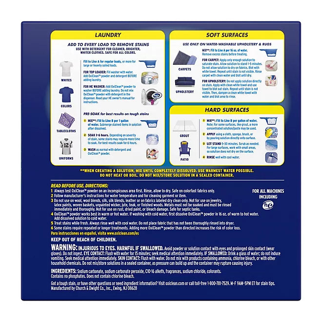 OxiClean Concentrated Max Efficiency Versatile Stain Remover Powder, 8.08 lbs Retailoutlet