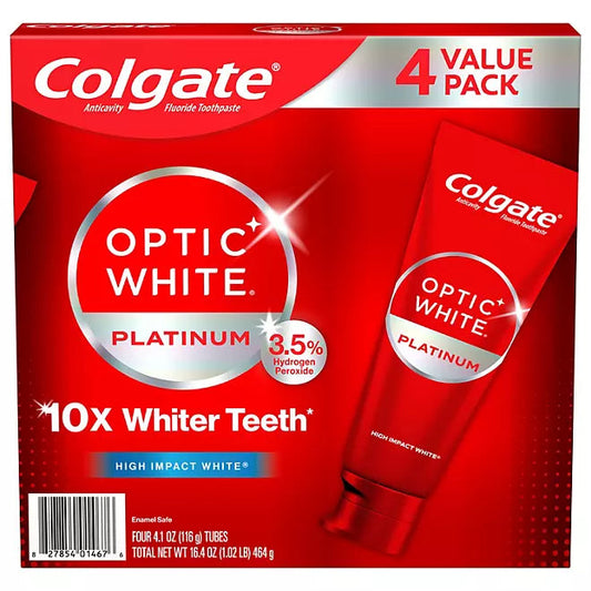 Colgate Optic White Platinum Teeth Whitening Toothpaste, 4.1 oz., 4 pk. Retailoutlet