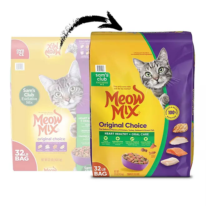 Meow Mix Original Choice Adult Dry Cat Food – 32 lbs, Heart & Oral Health Formula Retailoutlet