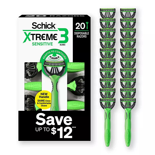 Schick Xtreme3 Sensitive Disposable Razors for Men, 20 ct Retailoutlet