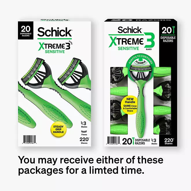 Schick Xtreme3 Sensitive Disposable Razors for Men, 20 ct Retailoutlet