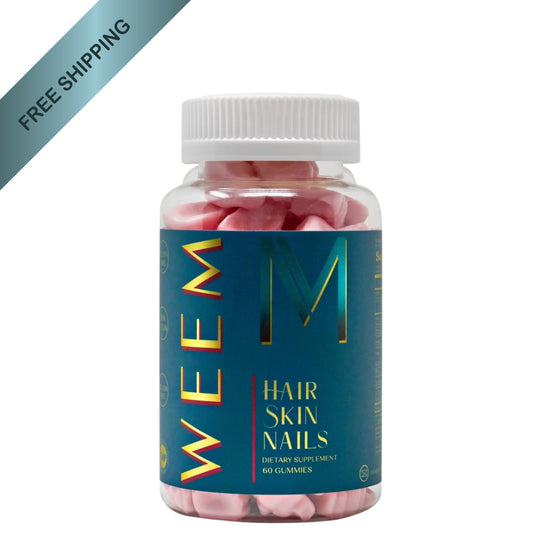 WEEM Hair Skin & Nails Gummies – Vegan Biotin Vitamins for Faster Hair Growth, Stronger Nails & Healthy Skin – Extra Strength Raspberry Flavor – 1 Bottle Ballimart