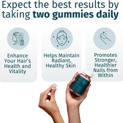 WEEM Hair Skin & Nails Gummies – Vegan Biotin Vitamins for Faster Hair Growth, Stronger Nails & Healthy Skin – Extra Strength Raspberry Flavor – 1 Bottle Ballimart