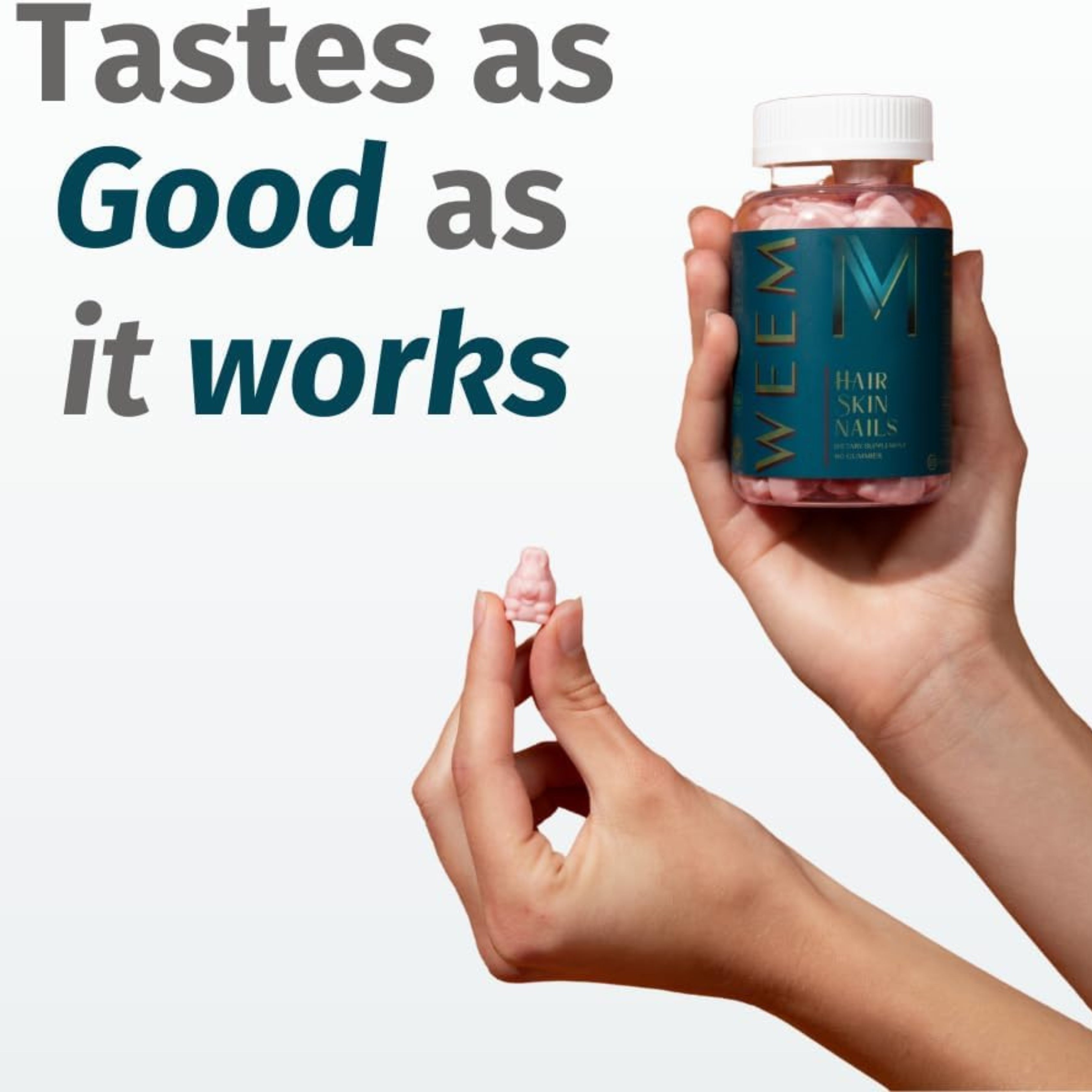 WEEM Hair Skin & Nails Gummies – Vegan Biotin Vitamins for Faster Hair Growth, Stronger Nails & Healthy Skin – Extra Strength Raspberry Flavor – 1 Bottle Ballimart