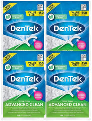 DenTek Triple Clean Advanced Floss Picks, No Break & No Shred Floss, 150 Count. (Pack of 4)
