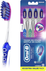 Oral-B Pro-Flex Stain Eraser Manual Toothbrush, Medium, 4 Count