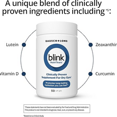 BLINK NutriTears Clinically Proven Supplement for Dry Eyes, 50 Softgels, Eye Care Supplement to Hydrate Eyes from Within for Long Lasting Relief You Can Feel BLIN
