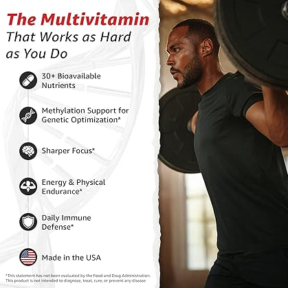 10X Health Optimize Methylated Multivitamin - 90 Capsules, 34 in 1 Formula with 800 mcg of Vitamin B12 - Methylated Multivitamin for Men & Women with 5-MTHF, NAC, Methyl B Complex - MTHFR Supplement 10X Health System