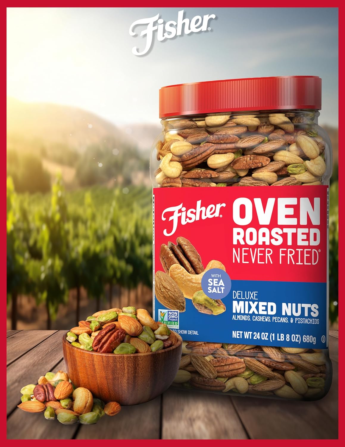 Fisher Oven Roasted Never Fried Deluxe Mixed Nuts, 24 Ounces (Pack of 1) Retail Outlet