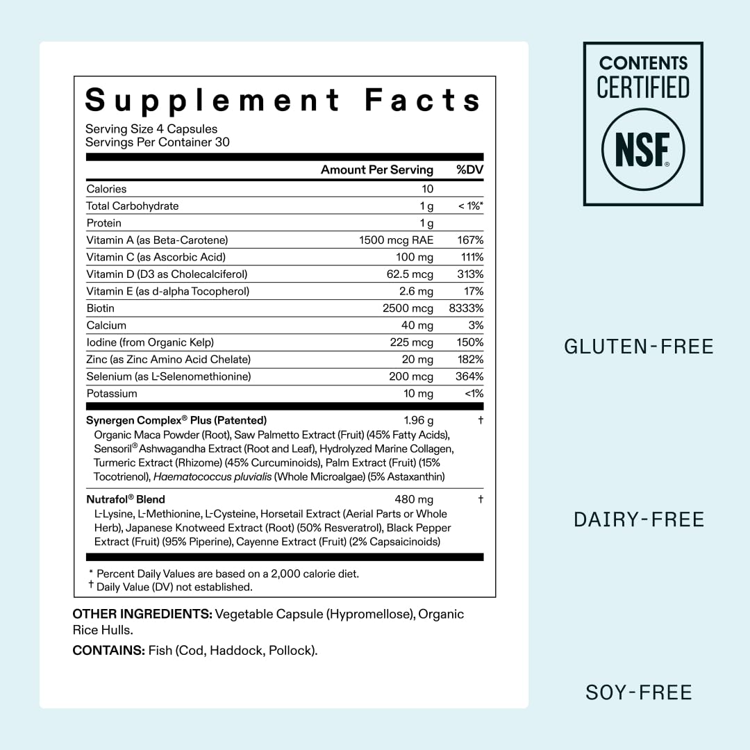 Nutrafol Women's Balance Hair Growth Supplements, Ages 45 and Up, Clinically Proven for Visibly Thicker Hair and Scalp Coverage in 3-6 Months, Dermatologist Recommended - 1 Month Supply Refill Pouch Retail outlet