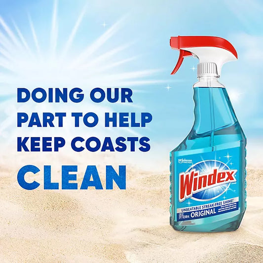 Windex Original Glass Cleaner, 1 Spray Bottle + 128 fl. oz. Refill