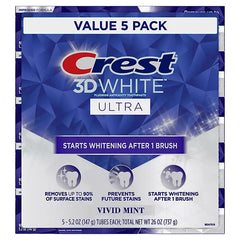 Crest 3D White Vivid Mint Ultra Whitening Toothpaste, 5.2 oz., 5