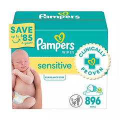 Pampers Sensitive Baby Wipes, Fragrance Free, 16 packs, 896 wipes