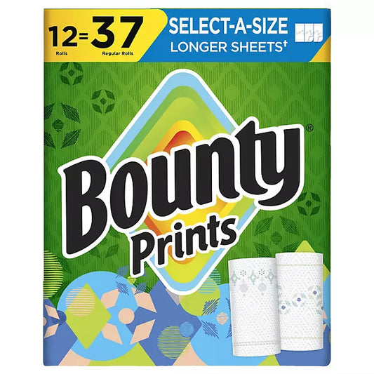 Bounty Printed Towels – Select-A-Size (12 Rolls)
