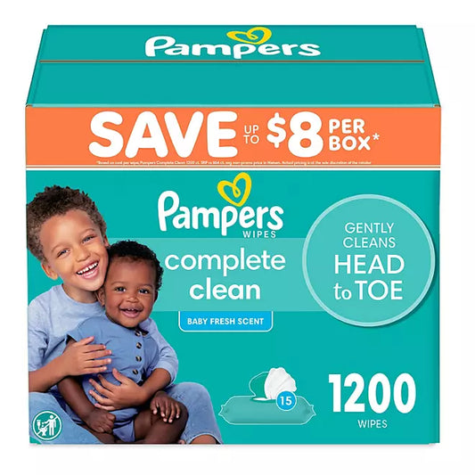 Pampers Complete Clean Baby Wipes, Baby Fresh Scent, 15 pk., 1200 Wipes