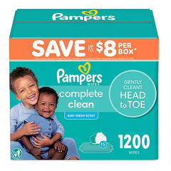 Pampers Complete Clean Baby Wipes, Baby Fresh Scent, 15 pk., 1200 Wipes