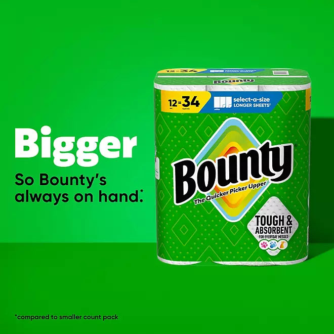 Bounty Paper Towels – Select-A-Size (12 Rolls)