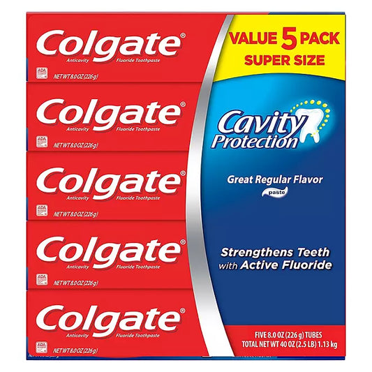 Colgate Cavity Protection Toothpaste with Fluoride – 8 oz, 5 Pack