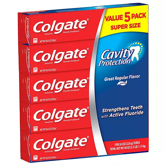 Colgate Cavity Protection Toothpaste with Fluoride – 8 oz, 5 Pack Retailoutlet