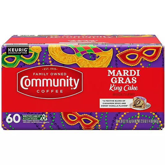 Community Coffee Mardi Gras King Cake Medium Roast Coffee Pods
