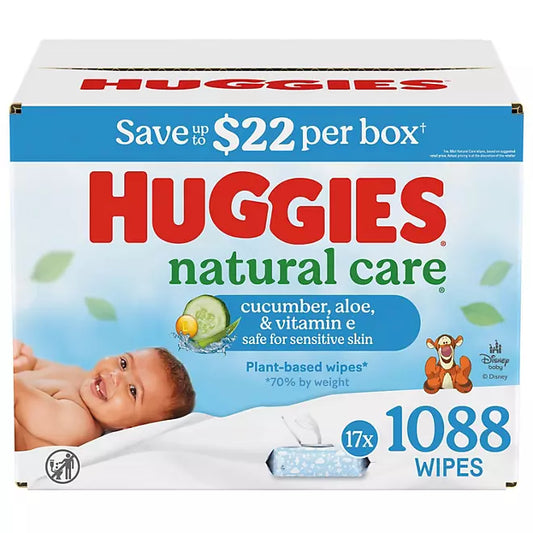 Huggies Natural Care Baby Wipes, Cucumber and Green Tea, 17 pk., 1088 Wipes
