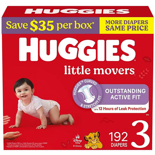 Huggies Little Movers Baby Diapers, Sizes 3–8