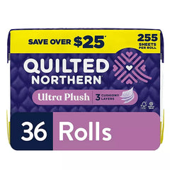 Quilted Northern Ultra Plush 3-Ply Toilet Paper, 36 Rolls, 255 Sheets/Roll